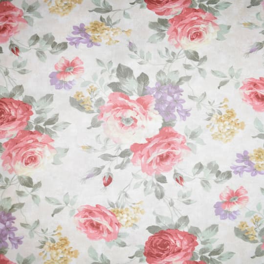 Darice&#xAE; Cream Rose Floral Cotton Fabric
